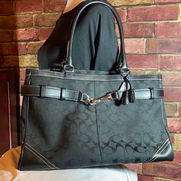 Coach 2004 Hamptons Leather Canvas Logo Tote